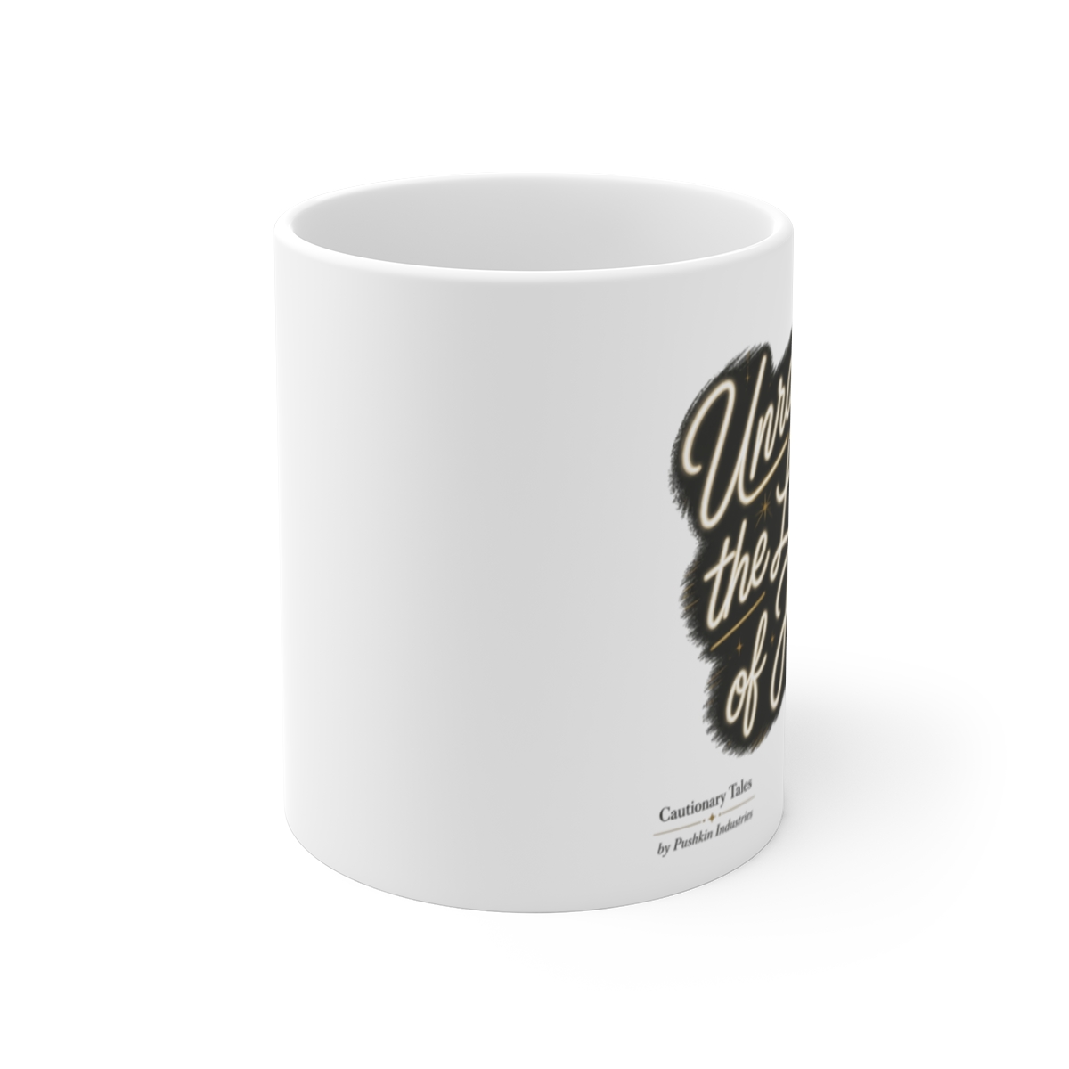 Cautionary Tales "Unravel the Lessons of History" White Mug - alternate angle 1, merchandise